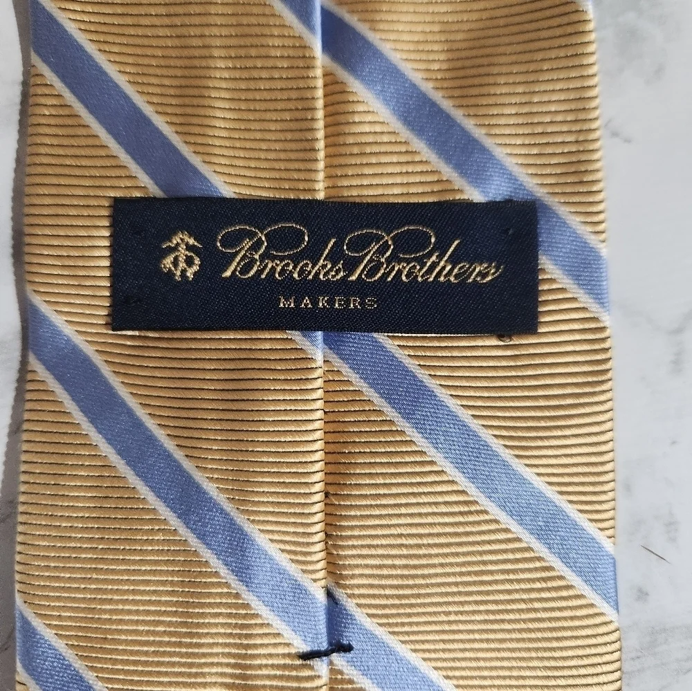 Vintage Brooks Brothers Tie Gold Blue